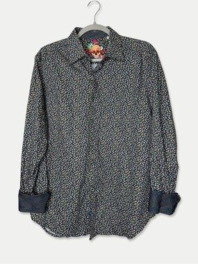 Robert Graham Multicolor Dot Print Embroidered Skull Button Down Shirt M